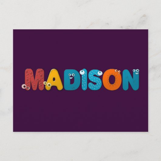 dierlijk alfabet Madison Briefkaart (Voorkant)