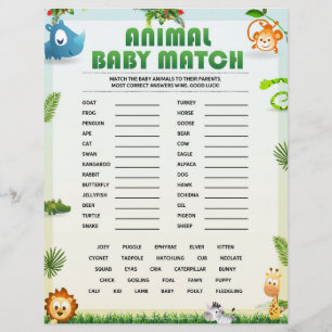 Dierlijk Baby-Baby shower-spel [Dierthema] Briefhoofd