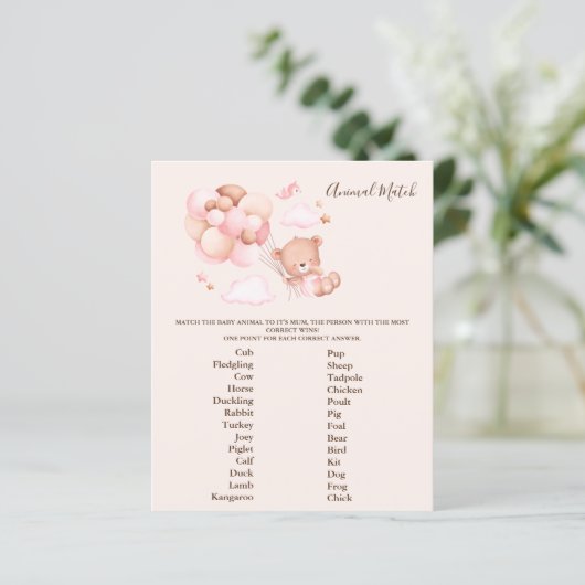 Dierlijk Baby shower spel (Staand voorkant)