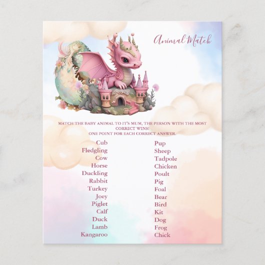 Dierlijk Baby shower spel (Voorkant)