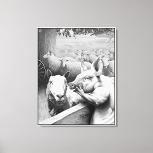 Dierlijk Boerderij - Squealer Canvas Afdruk