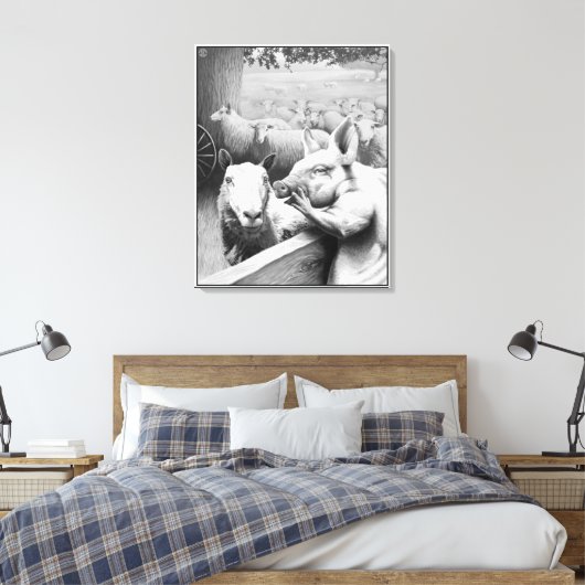 Dierlijk Boerderij - Squealer Canvas Afdruk (Insitu (Slaapkamer))