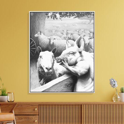 Dierlijk Boerderij - Squealer Canvas Afdruk (Insitu (Woonkamer))