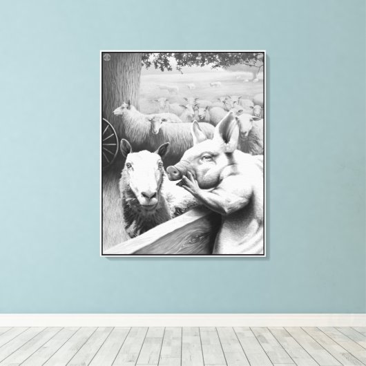 Dierlijk Boerderij - Squealer Canvas Afdruk (Insitu (Houten vloer))