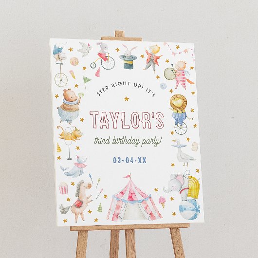Dierlijk Circus Carnaval Verjaardagsfeestje Welkom Poster