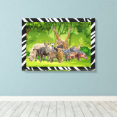 Dierlijk Collectie, geanimeerde groene muur Canvas Afdruk (Insitu (Houten vloer))