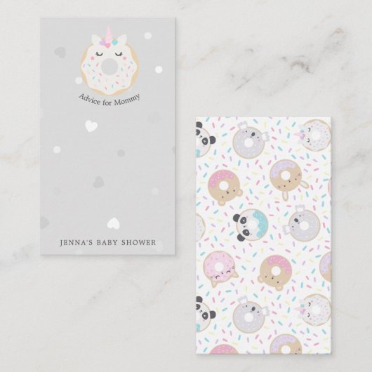 dierlijk donuts leuk Baby shower advies Informatiekaartje (Voorkant / Achterkant)