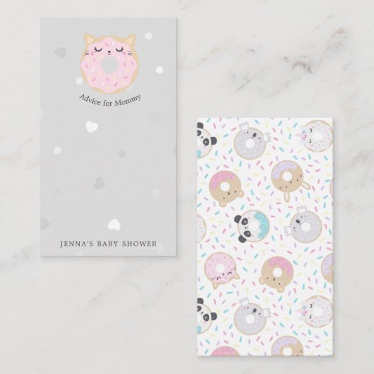 dierlijk donuts leuk Baby shower advies Informatiekaartje (Voorkant / Achterkant)