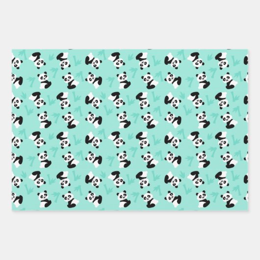 dierlijk feest in panda met een schattig beer inpakpapier vel (Voorkant 3)