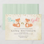 Dierlijk geslacht onthullen Uitnodiging Fox (Voorkant / Achterkant)