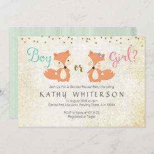 Dierlijk geslacht onthullen Uitnodiging Fox