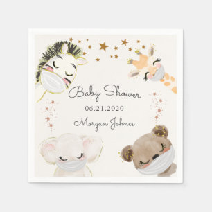 dierlijk gezichtmaskers baby shower monogram servet