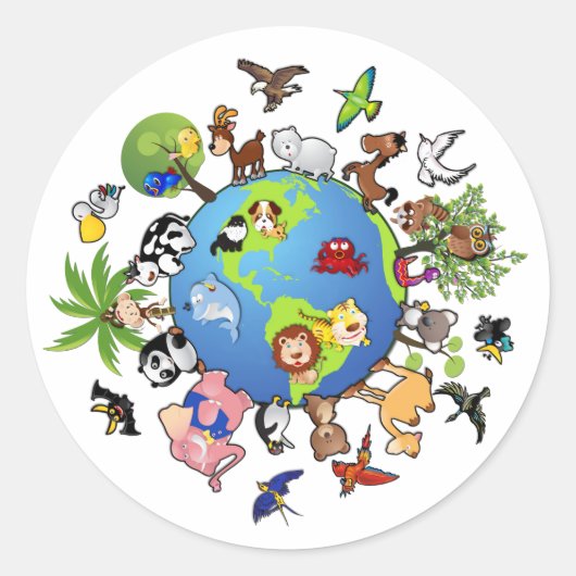 Dierlijk Koninkrijk Ronde Sticker (Voorkant)