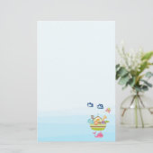 Dierlijk kruk met een vlinder en walvis briefpapier (Staand voorkant)