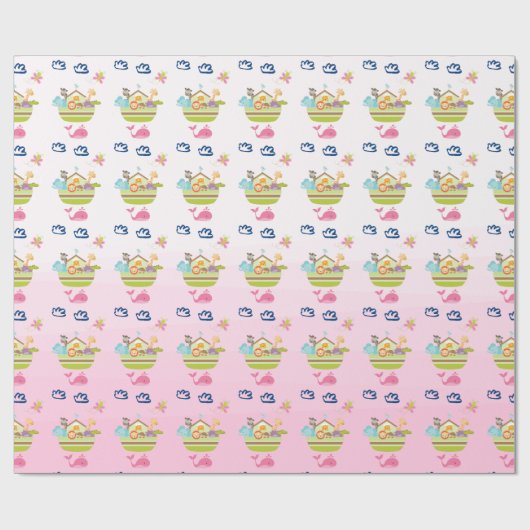 Dierlijk kruk met een vlinder en walvis cadeaupapier (Vlak)