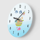 Dierlijk kruk met een vlinder en walvis grote klok (Hoek)