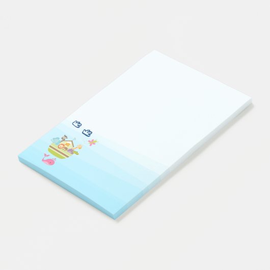 Dierlijk kruk met een vlinder en walvis post-it® notes (Schuin)