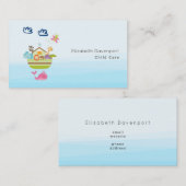 Dierlijk kruk met een vlinder en walvis visitekaartje (Voorkant / Achterkant)