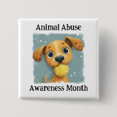 Dierlijk Misbruik Bewustzijn Maand Speld Vierkante Button 5,1 Cm (Voorkant)