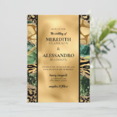 Dierlijk Oerwoud afdrukken Glitter Agate Wedding Kaart (Staand voorkant)