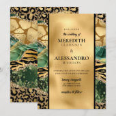 Dierlijk Oerwoud afdrukken Glitter Agate Wedding Kaart (Voorkant / Achterkant)