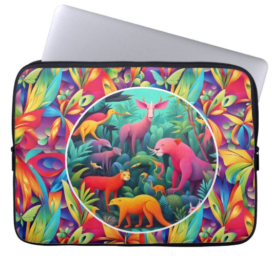 Dierlijk Oerwoud Laptop Sleeve (Voorkant)