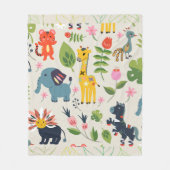 Dierlijk Oerwoud pastel bladpatroon Fleece Deken (Voorkant)