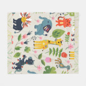 Dierlijk Oerwoud pastel bladpatroon Fleece Deken (Voorkant (Horizontaal))