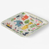 Dierlijk Oerwoud Pastel Bladpatroon Verjaardag Papieren Bordje (Gebogen)