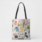 Dierlijk Oerwoud pastelblad gepersonaliseerd patro Tote Bag (Voorkant)