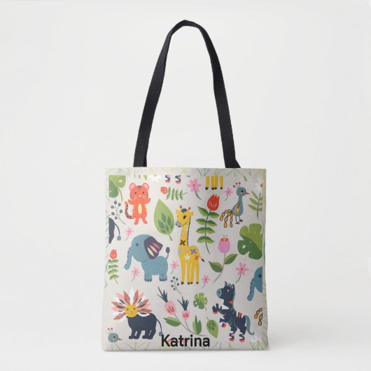 Dierlijk Oerwoud pastelblad gepersonaliseerd patro Tote Bag (Voorkant)
