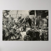  dierlijk olifant dierentuin graven kinderen poster (Voorkant)