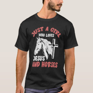 Dierlijk Paard Meisjes Cross Jezus Christus toegew T-shirt