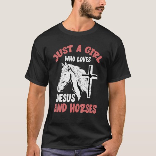 Dierlijk Paard Meisjes Cross Jezus Christus toegew T-shirt (Voorkant)