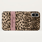 Dierlijk patroon, bruin, roze, monogram Case-Mate iPhone case (Achterkant (horizontaal))