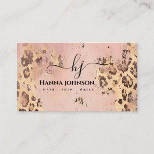 Dierlijk patroon Faux Gold Gitter Monogram initiaa Visitekaartje