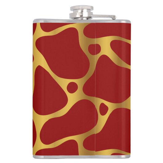 Dierlijk patroon van rode en goudgiraf heupfles (Achterkant)