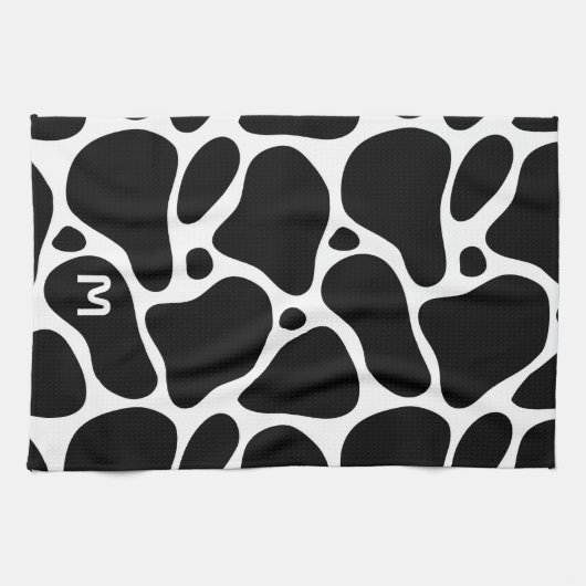 Dierlijk patroon van zwarte en witte giraf theedoek (Horizontaal)