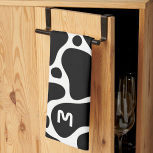 Dierlijk patroon van zwarte en witte giraf theedoek