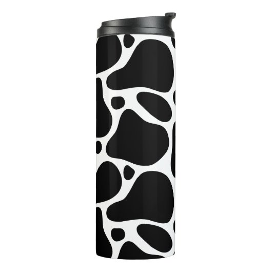 Dierlijk patroon van zwarte en witte giraf thermosbeker (Gedraaid links)