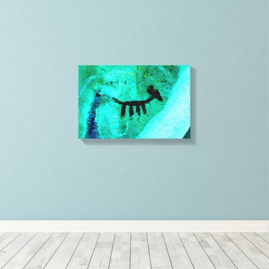 dierlijk petroglyph op met groen omwikkelde doek canvas afdruk (Insitu (Houten vloer))