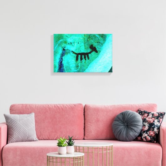 dierlijk petroglyph op met groen omwikkelde doek canvas afdruk (Insitu (Woonkamer))