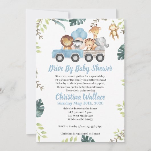 Dierlijk station door babydouche-uitnodigingen voo kaart (Voorkant)