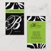 Dierlijk Visitekaartje Zebra Beauty Salon Lime Gre (Voorkant / Achterkant)