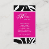 Dierlijk Visitekaartje Zebra Beauty Salon Roze (Achterkant)