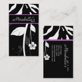 Dierlijk Visitekaartje Zebra Floral Black Paars (Voorkant / Achterkant)