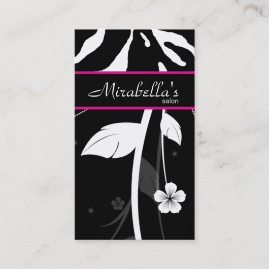 Dierlijk Visitekaartje Zebra Floral Black Roze (Voorkant)