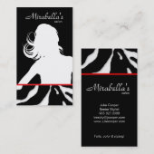 Dierlijk Visitekaartje Zebra Haar Salon Black Red (Voorkant / Achterkant)