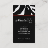 Dierlijk Visitekaartje Zebra Haar Salon Black Red (Achterkant)