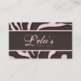 Dierlijk Visitekaartje Zebra Nail Salon Baby Roze